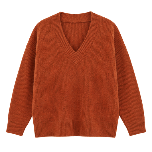 Froxey Rust Alpaca V-Neck Sweater