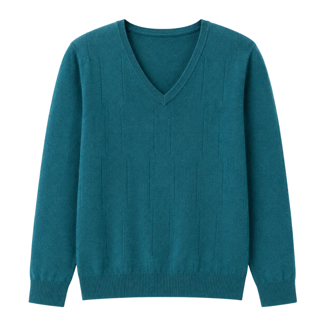 Froxey Teal Cashmere V-Neck Sweater