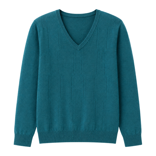 Froxey Teal Cashmere V-Neck Sweater
