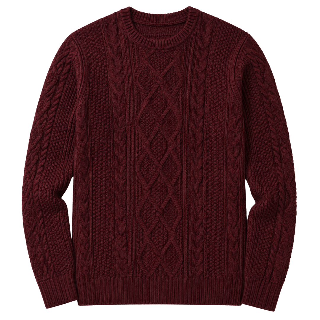 Froxey Burgundy Cable Knit Sweater