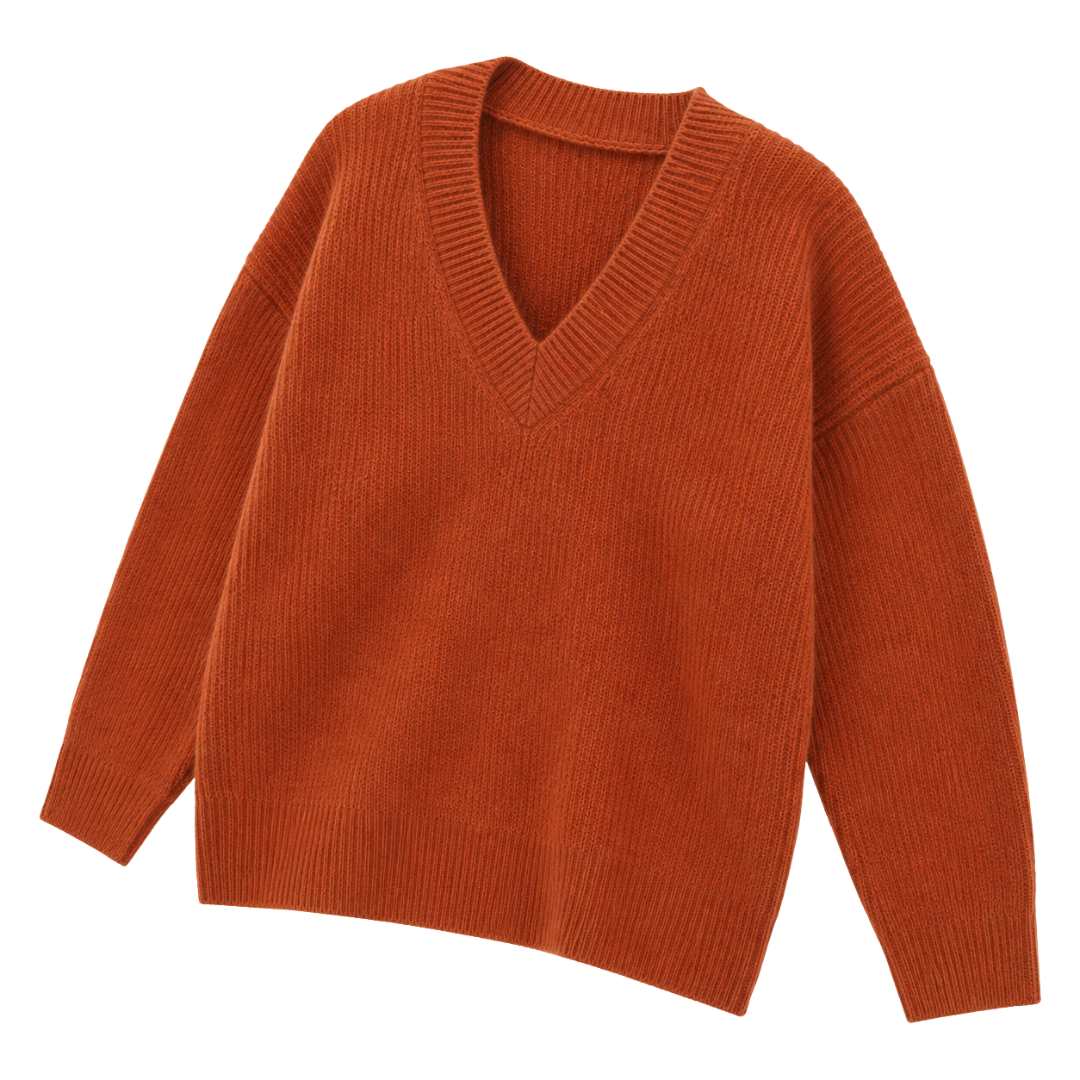 Froxey Rust Alpaca V-Neck Sweater