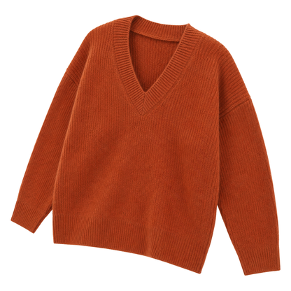 Froxey Rust Alpaca V-Neck Sweater
