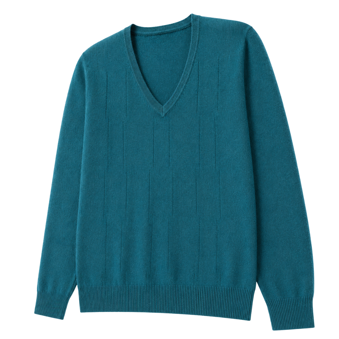 Froxey Teal Cashmere V-Neck Sweater