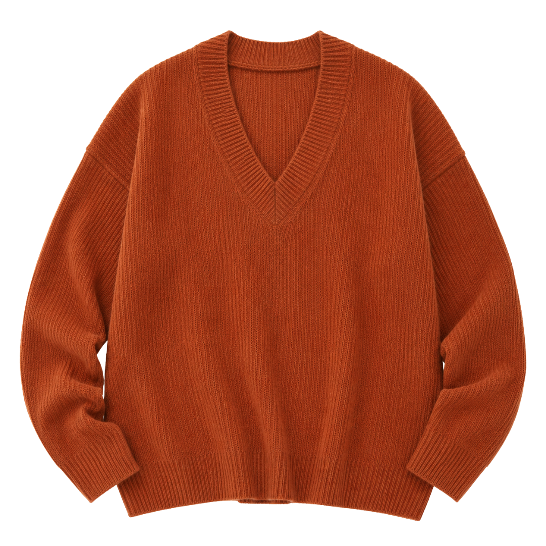 Froxey Rust Alpaca V-Neck Sweater