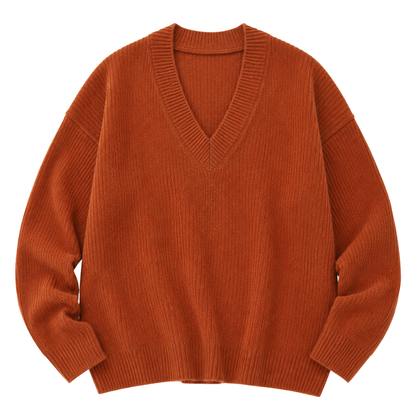 Froxey Rust Alpaca V-Neck Sweater