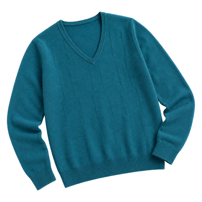 Froxey Teal Cashmere V-Neck Sweater