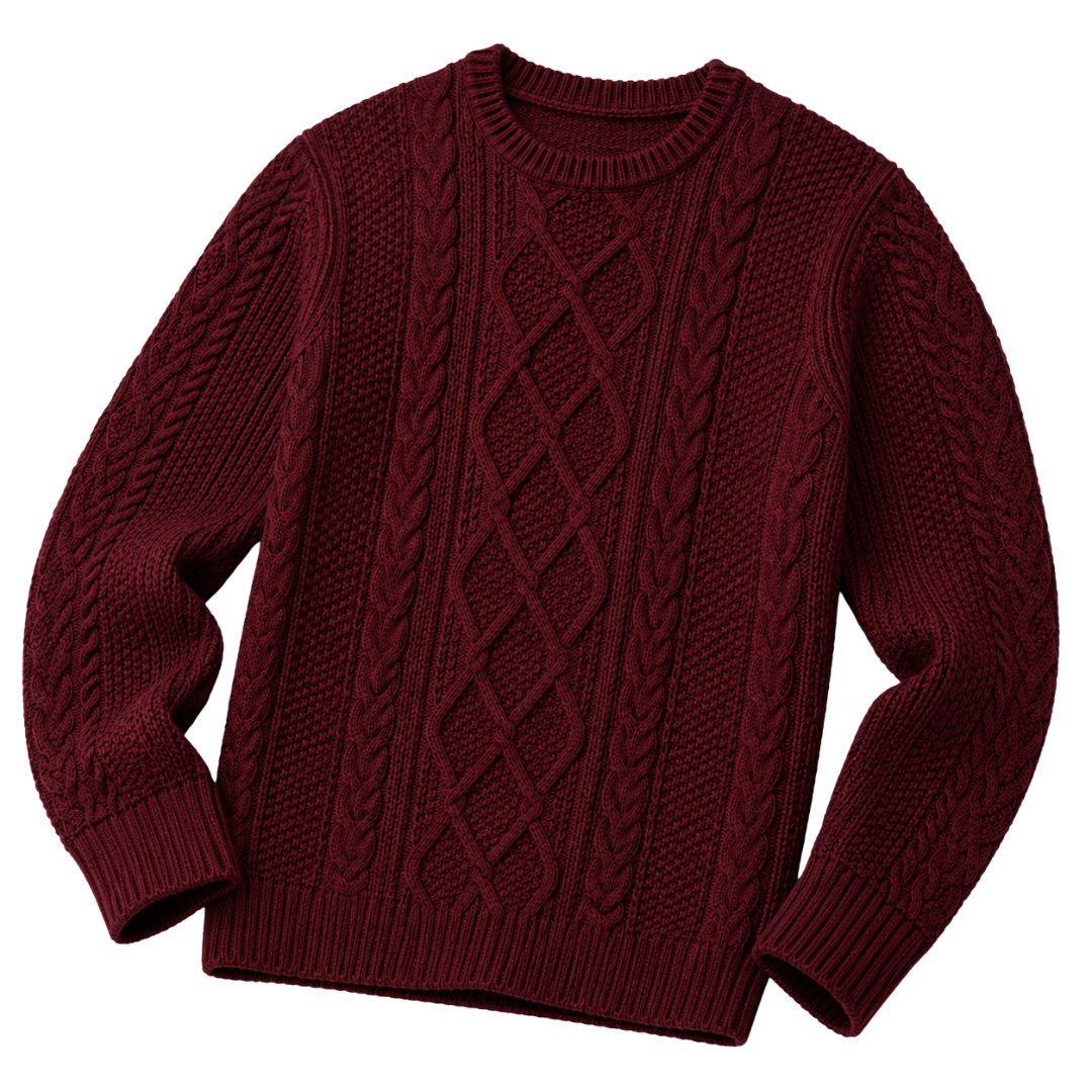 Froxey Burgundy Cable Knit Sweater